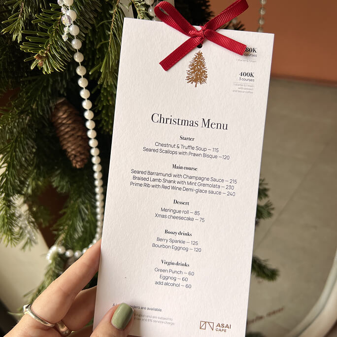 ASAI Cafe Christmas print menu