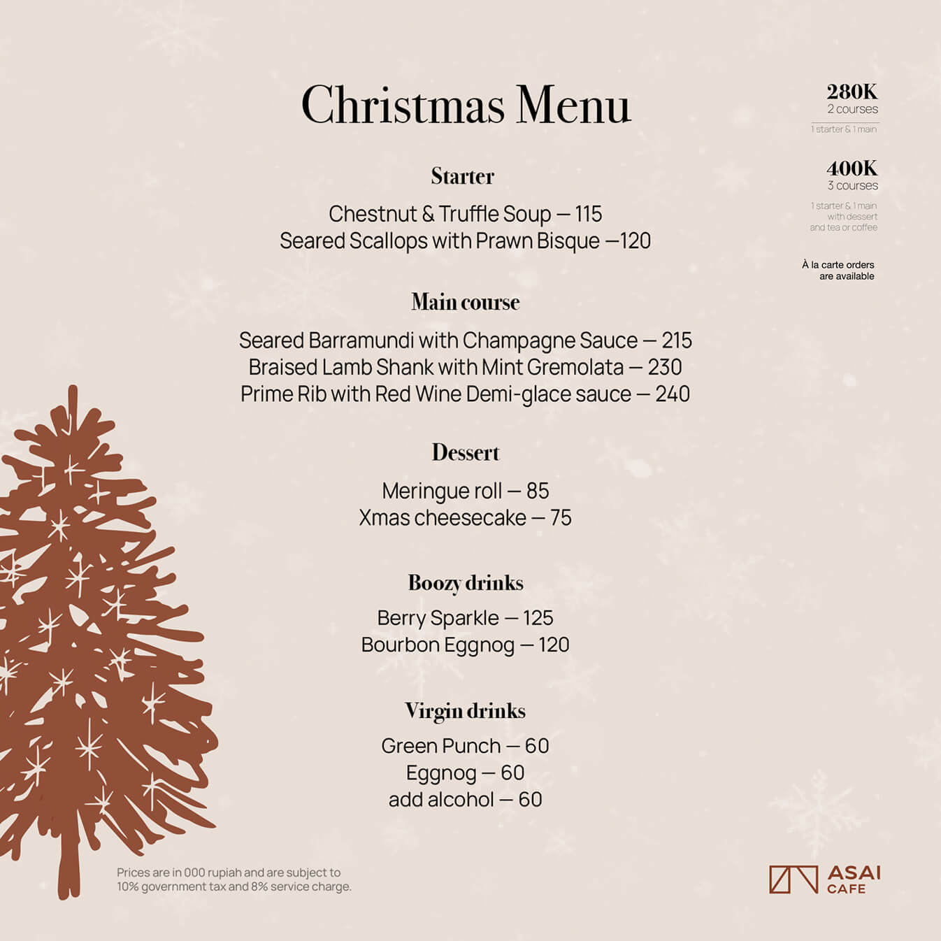 ASAI Cafe Christmas WhatsApp menu design