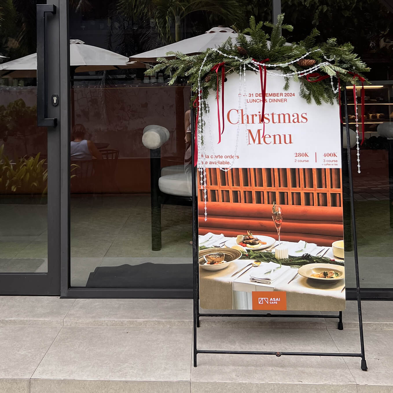 ASAI Cafe Christmas street stand poster