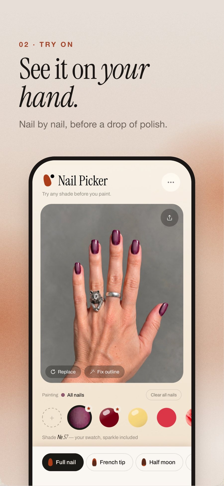 Nail Picker app: try-on screen