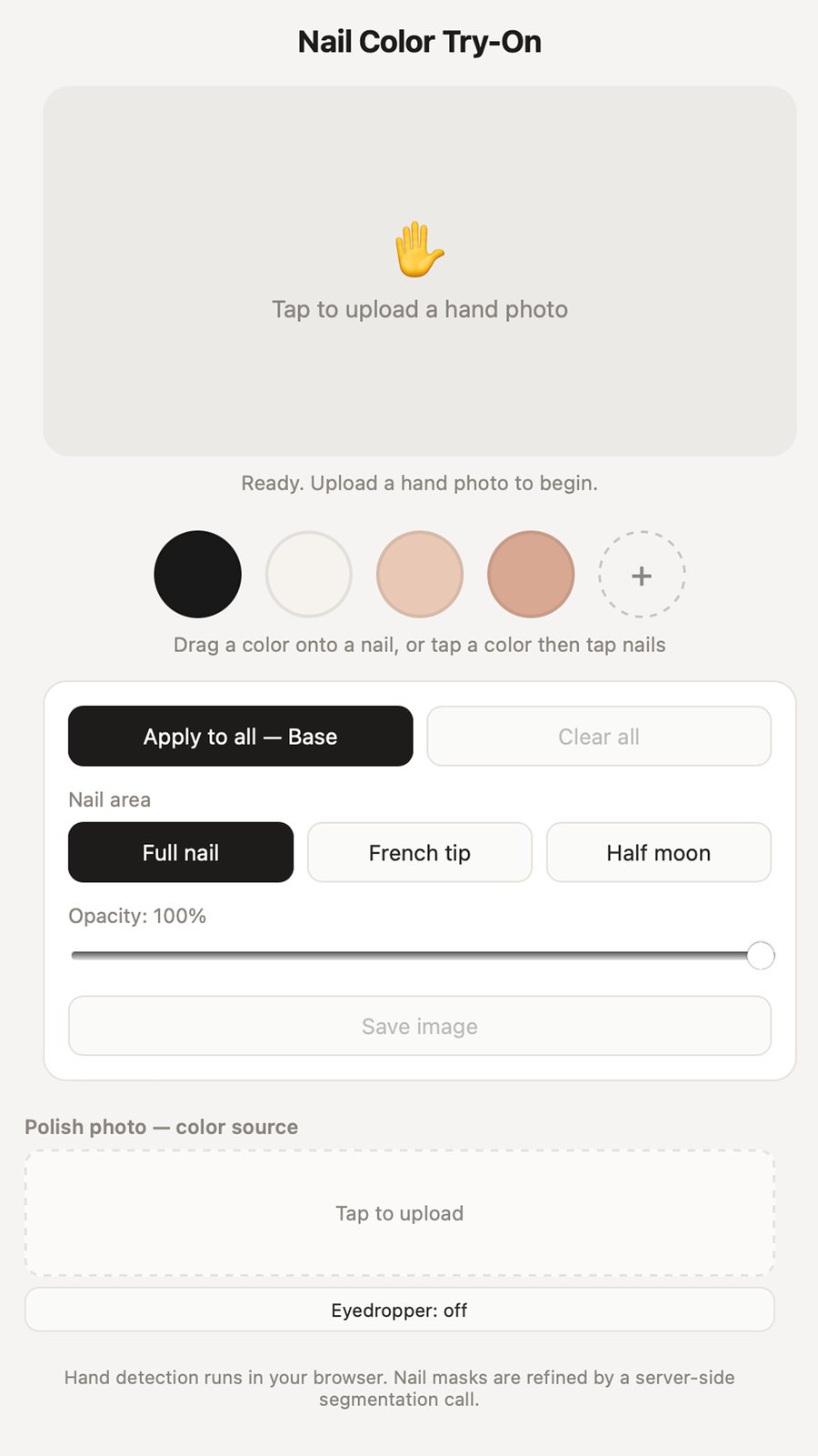 Early web prototype of Nail Picker