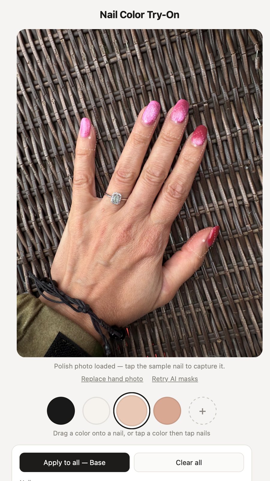 Early web prototype with a hand photo
