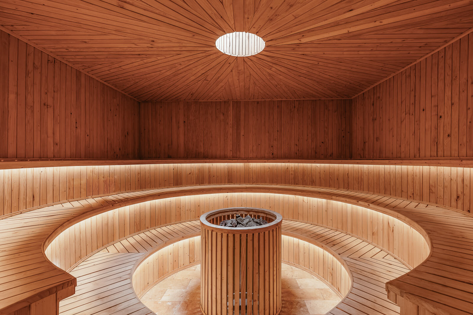 ASAI Spa wooden sauna interior, hero background